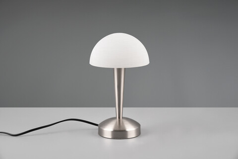 Lampa de masa Canaria, RL, 15x26.5 cm, 40W, 1x E14, metal, argintiu mat/ alb