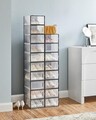 Set 18 cutii de pantofi, Songmics, 33.3x23x14 cm, polipropilena, transparent/negru