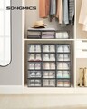 Set 18 cutii de pantofi, Songmics, 33.3x23x14 cm, polipropilena, transparent/negru