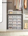 Set 18 cutii de pantofi, Songmics, 33.3x23x14 cm, polipropilena, transparent/alb