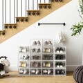 Set 18 cutii de pantofi, Songmics, 33.3x23x14 cm, polipropilena, transparent/alb