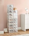 Set 18 cutii de pantofi, Songmics, 33.3x23x14 cm, polipropilena, transparent/alb