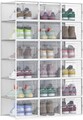Set 18 cutii de pantofi, Songmics, 35x25x18.5 cm, polipropilena, transparent/alb