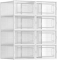 Set 8 cutii de pantofi, Songmics, 33.3x22x14 cm, polipropilena, transparent/alb