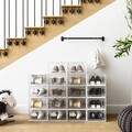 Set 8 cutii de pantofi, Songmics, 33.3x22x14 cm, polipropilena, transparent/alb