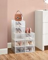 Set 8 cutii de pantofi, Songmics, 33.3x22x14 cm, polipropilena, transparent/alb