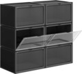 Set 6 cutii de pantofi, Songmics, 36x28x22 cm, polipropilena, negru