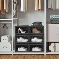 Set 6 cutii de pantofi, Songmics, 36x28x22 cm, polipropilena, negru