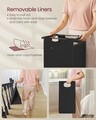 Cos de rufe cu 2 compartimente si raft, Vasagle, 73x33x72 cm, 2 x 46 L, MDF/otel/tesatura Oxford, negru