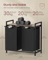 Cos de rufe cu 2 compartimente si raft, Vasagle, 73x33x72 cm, 2 x 46 L, MDF/otel/tesatura Oxford, negru