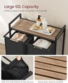 Cos de rufe cu 2 compartimente si raft, Vasagle, 73x33x72 cm, 2 x 46 L, MDF/otel/tesatura Oxford, negru