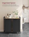 Cos de rufe cu 2 compartimente si raft, Vasagle, 73x33x72 cm, 2 x 46 L, MDF/otel/tesatura Oxford, negru