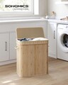 Cos de rufe Bamboo, Songmics, 54.5x34.5x61 cm, 100 L, bambus/MDF, bej