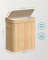 Cos de rufe Bamboo, Songmics, 54.5x34.5x61 cm, 100 L, bambus/MDF, bej