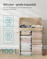 Cos de rufe Bamboo, Songmics, 54.5x34.5x61 cm, 100 L, bambus/MDF, bej