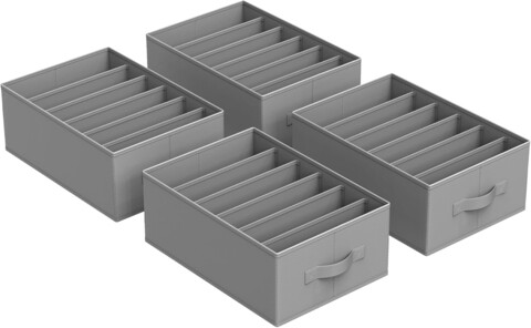 Set 4 organizatoare pentru sertar, Songmics,cu 6 compartimente, 42x30x17 cm, gri