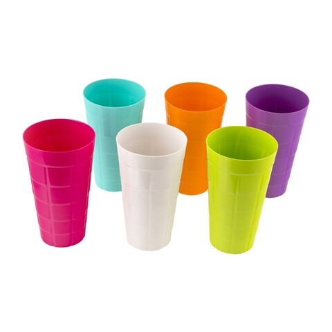 Set 6 pahare, Casa Plastor, Choco, 640 ml, plastic, multicolor