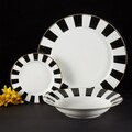 Serviciu de masa 18 piese, Ribs, Ambition, portelan, alb/negru