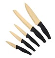 Set 5 cutite si suport Royal, Ambition, 16x11.5x36 cm, otel, negru/auriu