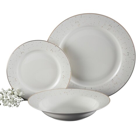 Serviciu de masa 18 piese, Aurelia, Ambition, portelan, alb/auriu