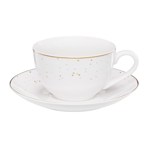 Set ceai / cafea 12 piese, Aurelia, Ambition, 220 ml, portelan, alb/auriu
