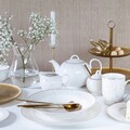 Set ceai / cafea 12 piese, Aurelia, Ambition, 220 ml, portelan, alb/auriu