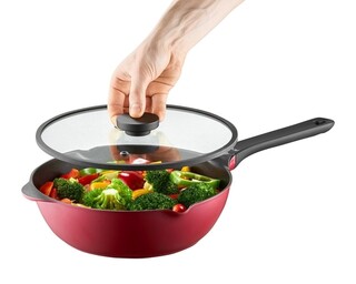 Visiniu;Negru, Tigaie Wok 28 cm
