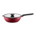 Tigaie Wok cu capac Noel, Ambition, 28 cm, aluminiu, visiniu/negru