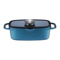 Tava cu capac Azzurro, Ambition, 32x21x11 cm, 6 L, aluminiu, albastru/negru
