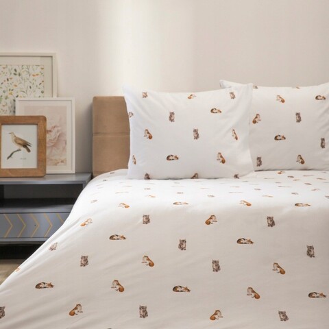 Lenjerie de pat dubla Gattino, Homla, 3 piese, 160x200 cm, microfibra din poliester, alb