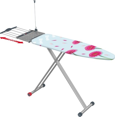 Masa de calcat, Gimi, Poker, 122 x 38 x 90 cm, otel/bumbac, gerbera