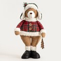 Decoratiune ursulet cu sapca Tartan, Homla, 68 cm, poliester, multicolor