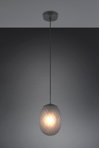 Lustra Facette, TRIO, 17.5x150 cm, 25W, 1x E27, metal, negru mat/gri