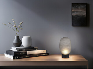 17.5x28.5 cm, Negru mat;Gri, Lampa de masa