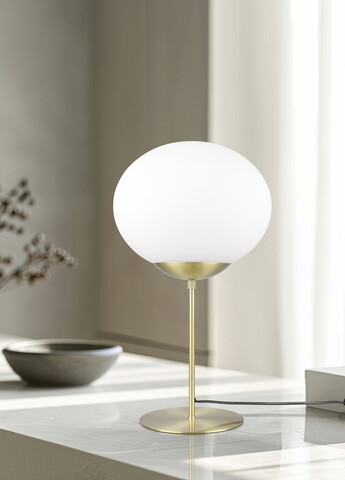 Lampa de masa Fomento, TRIO, 30x52 cm, 15W, 1x E27, metal, bronz mat/alb