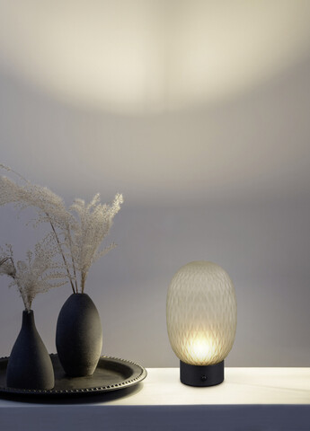 Lampa de masa Facette, TRIO, 11.8x20.5 cm, 1.5W, 1x SMD, sticla, negru/verde