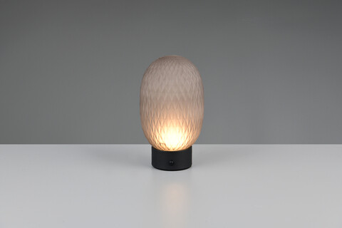 Lampa de masa Facette, TRIO, 11.8x20.5 cm, 1.5W, 1x SMD, sticla, negru mat/gri