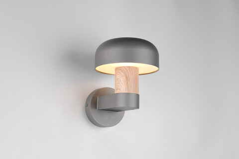 Aplica de perete pentru exterior Fraser, TRIO, 19x25x24.5 cm, 10W, 1x E27, aluminiu, gri/natur