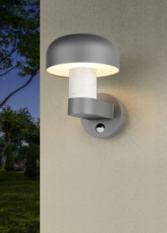 Aplica de perete pentru exterior Fraser, TRIO, 19x25x24.5 cm, 10W, 1x E27, aluminiu, gri