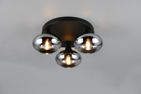 Plafoniera Divina, RL, 39x15 cm, 10W, 3x E14, sticla, negru/gri