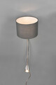 Lampa de perete Hotel, TRIO, 20x34.5x23.5 cm, 40W, 1x E14, metal/textil, gri/argintiu