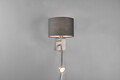 Lampa de perete Hotel, TRIO, 20x34.5x23.5 cm, 40W, 1x E14, metal/textil, gri/argintiu