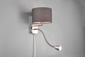 Lampa de perete Hotel, TRIO, 20x34.5x23.5 cm, 40W, 1x E14, metal/textil, gri/argintiu