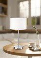 Lampa de masa Hotel, TRIO, 30x55 cm, 60W, 1x E27, metal/textil, alb/argintiu