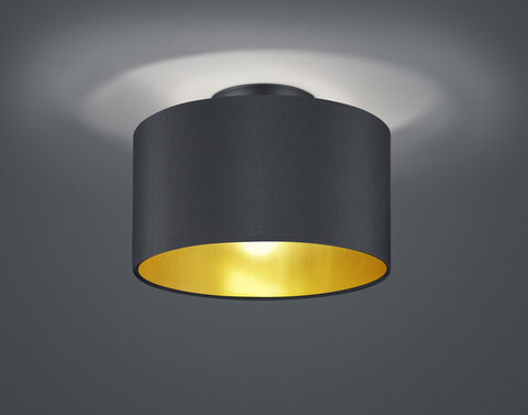 Plafoniera Hostel, TRIO, 30x22 cm, 40W, 2x E14, textil, negru mat/auriu