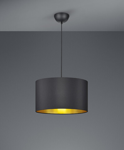 Lustra Hostel, TRIO, 40x150 cm, 60W, 1x E27, textil, negru mat/auriu