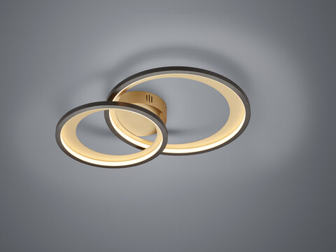 Plafoniera Granada, TRIO, 59x43x8.5 cm, 29W, 1x SMD, metal, negru mat/auriu