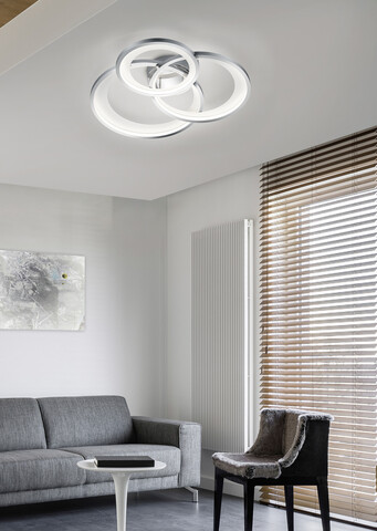 Plafoniera Granada, TRIO, 71.5x63.5x10.5 cm, 36W, 1x SMD, metal, argintiu/alb