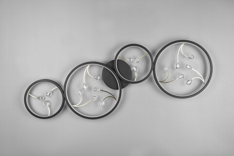 Plafoniera Groovy, TRIO, 95.5x40x6 cm, 37W, 1x SMD, metal, negru mat