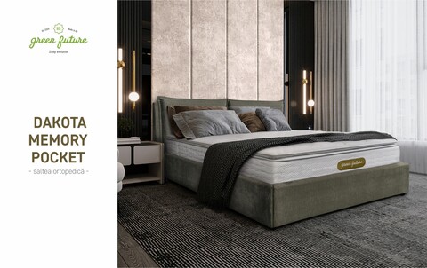 Saltea Ortopedica, Dakota, 120x200x34 cm, Arcuri Pocket, 5 cm spuma Memory, 7 Zone de Confort, fermitate medie